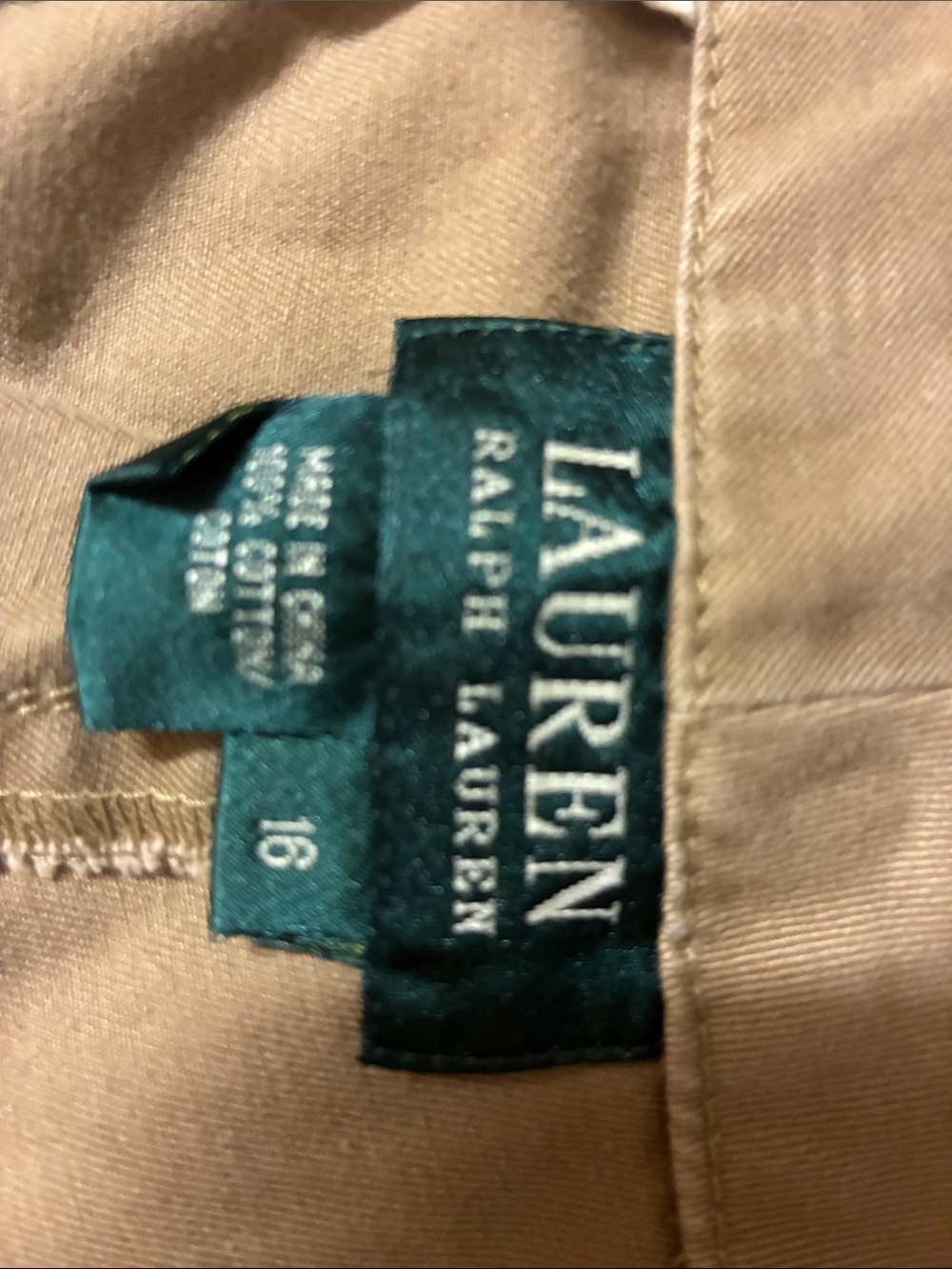 Lauren Ralph Lauren Wide Leg Pants in Tan with Green Label